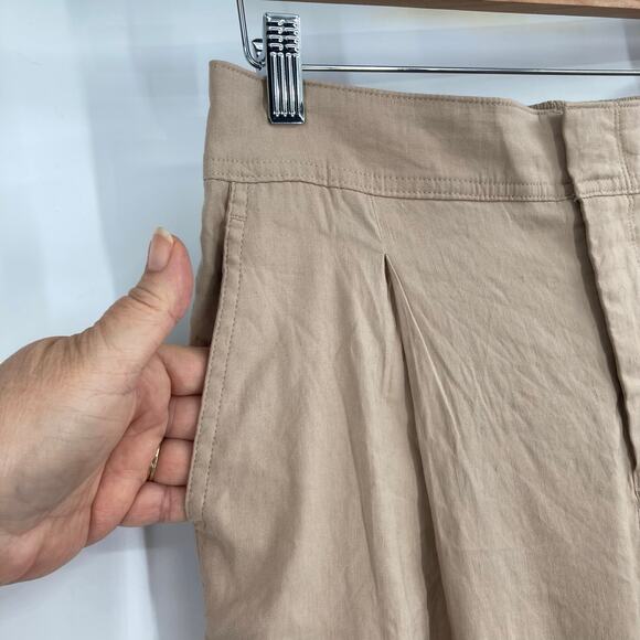 VINCE Preppy Linen Cargo Cropped Oat Beige Trouser Pant 8 NEW Capsule Beach - Picture 10 of 15